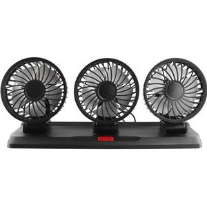 Booso Autoventilator Triple Heads Autoventilator 5V met USB-kabel autoventilator Krachtige koeldashboard met drie snelheden verstelbare ventilator