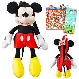 Mickey Mouse rugzak pluche set - Mickey Mouse pluche rugzak bundel met Mickey en Minnie Mouse stickers | Mickey Mouse rugzak voor peuter jongens, Mickey Knuffel, mickey mouse toys, Verstelbaar
