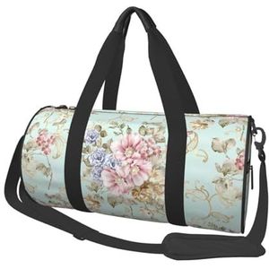 Bloem Aquarel Bloemen Lente, Grote Capaciteit Reizen Plunjezak Ronde Handtas Sport Reistas Tote Bag Fitness Tas, zoals afgebeeld, Eén maat