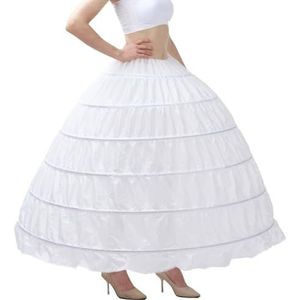Petticoat - Crinoline Onderrok - Vloerlengte - 6 Hoepels - Verstelbare Taillebanden