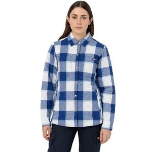 Dickies Dames fleece flanellen hemdjas met capuchon, surfblauw Campside Plaid, L, Surf Blue Campside Plaid, L