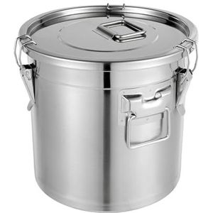 Fyssnn Luchtdichte jerrycan van roestvrij staal, keuken, graanhouder, emmer met deksel, roestvrij staal, geschikt voor het opbergen van alle soorten droog- en natvoer, 21 liter