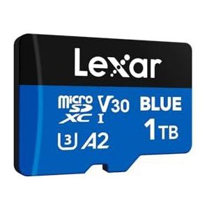 Lexar Blue Micro SD kaart 1TB, tot 160 MB/s leessnelheid, microSDXC UHS-I-kaart, klasse 10, U3, V30, A2, Full HD en 4K-video, snelle geheugenkaart voor smartphones/tablets/actioncamera's