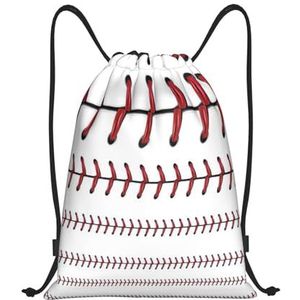 DEXNEL Honkbal Softbal Rode Veters Trekkoord Rugzak Sport Gym Tas Voor Vrouwen Mannen Kinderen Grote Maat Zwemmen Tas, Zwart, M