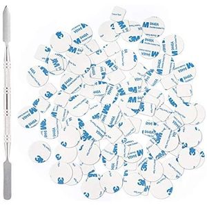 Allwon 100 stuks metalen stickers voor magnetisch palet lege oogschaduw make-up palet + depot spatel (50 stuks ronde + 50 stuks vierkant)