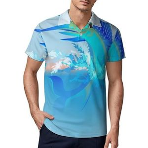 Marlin Jumping Out of the Water heren golfpoloshirt slim fit T-shirts korte mouw casual print tops 4XL