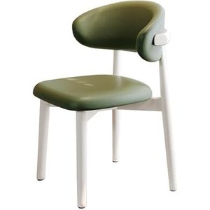 Maaltijd Stoelen Eetkamerstoelen Set van 1, Moderne PU lederen eetkamerstoelen met gebogen rugleuning, Keuken eetkamerstoelen, Gestoffeerde eetkamerstoel met houten poten, Groen(White Legs,1PCS)