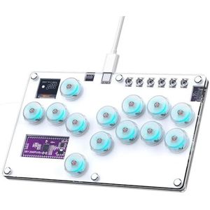 QPSJXN Romoral 13 Arcade Joystick Controller compatibel met Android mobiele telefoons games PS4 en PS3 (GD-13 White Keycap)