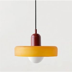VJYVRXLB Glazen hanglamp voor woonkamer, slaapkamer, werkkamer, eetkamer, bar, Candy Color led-hanglamp voor binnen, 1 stuk (oranje-rood, 35 cm, licht