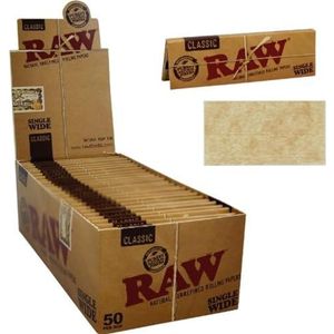 Raw sigarettenpapier Single Wide (50x50) ongebleekt korte papers