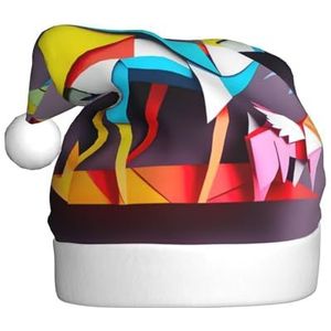 SSIMOO Origami Multicolor Papercraft kranen 1 pluche kerstmuts voor volwassenen, feestelijke feesthoed, ideaal feestaccessoire voor bijeenkomsten