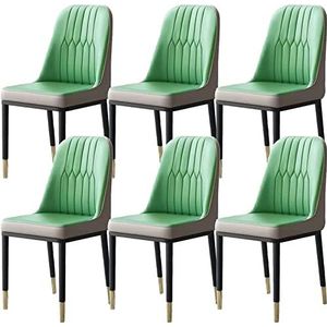 GEIRONV Moderne PU lederen gestoffeerde stoelen set van 6, met metalen poten Eetkamerstoelen Slaapkamer Woonkamer Stoel Keuken Bureau Bijzetstoel Eetstoelen (Color : Green, Size : 41x42x88cm)
