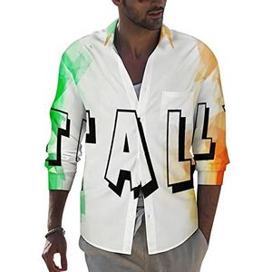 Vintage Italië vlag heren revers lange mouw overhemd button down print blouse zomer zak T-shirts tops 4XL