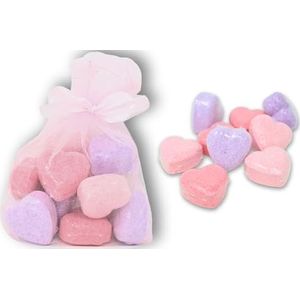 Damaloo Hartvormige badbommen – badfizzer (140 g) voor volwassenen – badtoevoeging rozengeur – badadditief voor bad – roze en paars