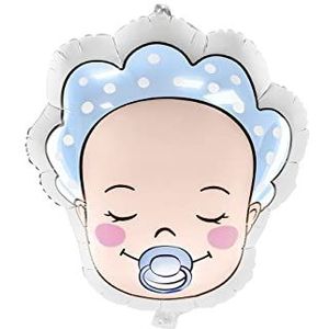 Folieballon baby gezicht / baby party decoratie / geschenk voor geboorte (lichtblauw)