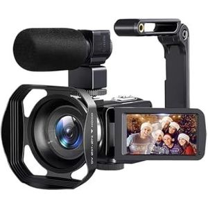Videocamera, 8K videocamera 64MP digitale videocamera 18x digitale zoom camera recorder 3 inch LCD touchscreen draagbare opname camcorder(128GB Card,2D)