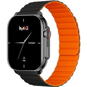IMIKI SF1 Smartwatch met magneetarmband, 2,01 inch AMOLED-display, bluetooth-connectiviteit, 15 dagen batterijduur, meting van zuurstof in het bloed en hartslag, 100 + fitnessmodus, Android en iOS,