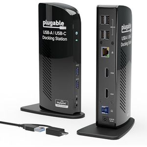 Plugable Usb 3.0 Universal Laptop Docking Station voor Windows (Dual Video Hdmi & Dvi/Vga, Gigabit Ethernet, Audio, 6 USB-poorten)