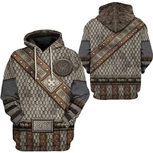 Viking 3D Odin Tattoos Printed Rune Sweatshirt, Harajuku Hooded Pullover Raven Casual Jacket