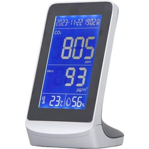 Luchtkwaliteitsmonitor, CO2 PM-temperatuurvochtigheid Digitaal Display Luchtkwaliteitstester Oplaadbaar Hoge Precisie Real-time Detectie Draagbaar voor Kantoor