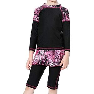 Kinderen Meisjes Bescheiden Badmode 3 Stuks Islamitische Burkini Tankini's Zwemmen Kostuums Ouder-Kind Moslim Badpakken UV Badmode Set Zonbescherming Surfen Pak, Zwart, 130 cm