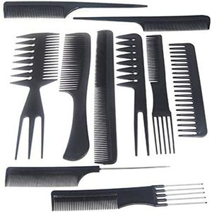 Professionele Haarborstel Kam Barber Salon Anti-statische Haarkammen Set Haarborstel Kappers Styling Tool Haar Snijden Kam, 10 Stks