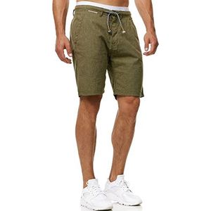 INDICODE Heren Alonso Shorts | Korte broek van linnen & katoen Beetle L