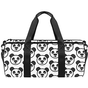 Reizen strandtassen, grote sport gym overnachting plunjezak schattig grappig panda patroon print schoudertas met droge natte zak