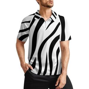 Skin Zebra Heren Golf Polo Shirts Klassieke Fit Korte Mouw T-Shirt Gedrukt Casual Sportkleding Top M
