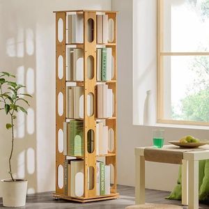 HRTLSS Roterende boekenplank, moderne 360 ° roterende opslag display rack staande planken met open design rekken unit voor thuiskantoor woonkamer studeerkamer