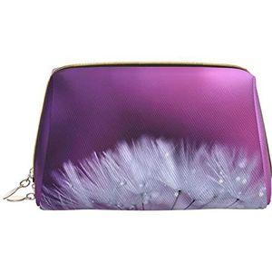 VUCEMI Paarse Dandel Gedrukte Koppelings Kosmetische Zak, Lederen Draagbare Rits Kosmetische Zak, Reizen Multifunctionele, Wit, One Size