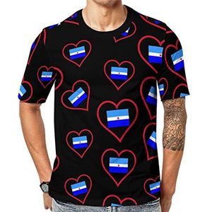 I Love Makatea Red Heart Crew T-shirts voor heren met korte mouwen casual atletische zomertops