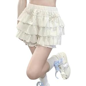 YCRGYYBD Miniskirt Ruffles Mini Skirt Women Kawaii Bow A Line Skirts High Waist Pink White Ball Gown Skirt-White-S