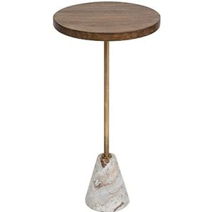 Salontafel - Marmer en Hout - Ø 35,5 cm - Duurzaam en Stevig Design