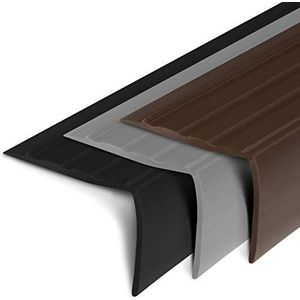 Traprandprofiel, pvc traprandprofiel in L-vorm, elegante trapbescherming in verschillende kleuren en maten voor alle soorten vloerbedekkingen (100 x 4,0 x 2,5 cm, Toronto, zwart)