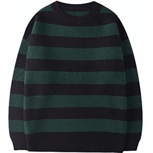 Herfst winter gestreepte gebreide trui vrouwen casual oversized pullover truien paar harajuku streetwear loss warm-M,GREEN BLACK