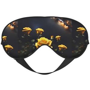 Geel Rozen Unisex Elastische Verstelbare Gesp Ontwerp Verduisterend Slaap Oogmasker voor Thuis Reizen Yoga Kantoor Nap