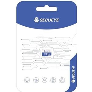 SECUEYE 64 GB TF-geheugenkaart, klasse 10, FAT32, hoge snelheid, lees/schrijven, voor dashcam-beveiligingscamera