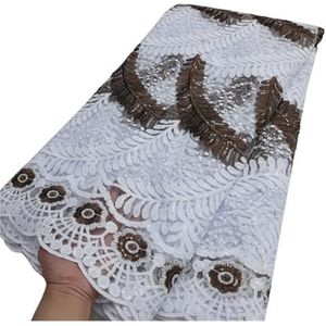 Afrikaanse Kant Stof Geborduurd Nigeriaanse Veters Stof Bruids Frans Tule Kant Stof 5yard(LY3291-1)