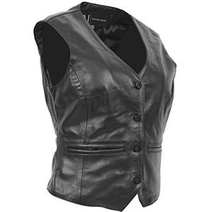 A1 FASHION GOODS Dames zacht lederen vest slim fit vest klassiek gilet zwart bruin rood bruin katy, Zwart, 36