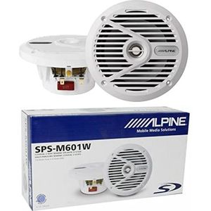 2 luidsprekers compatibel met ALPINE SPS-M601W 16,5 cm 165 mm 6,5"" witte marine 2-weg coaxiale waterdicht 35 watt rms 110 watt max 4 ohm voor zwembad boot zee, per paar