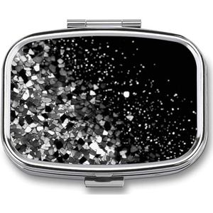 Zwart Wit Glitter Pillendoos Pil Case Leuke Pil Organizer Pil Houder Geneeskunde Pil Organizer Pil Container Dagelijkse Pil Organizer Kleine Pillendoos Pil Case voor Portemonnee Pocket