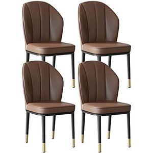 EdNey Grijze eetkamerstoelen, moderne eetkamerstoelen set van 4, koolstofstaal metalen poten voor toonbank lounge woonkamer receptie stoel, stoelen voor eetkamer (kleur: bruin)