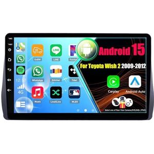 Android 15 Autoradio Voor Toyota Wish 2 2009-2012 met Draadloze Carplay Android Auto, 9 Inch Autoscherm Soporta Bluetooth WIFI GPS FM/RDS(4Core(2+32GB))
