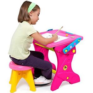 Children's desk with whiteboard Molto - Normal whiteboard, magnetic board, marker pens, pieces (Desk 2 in 1- Pink)