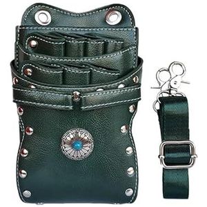 Schoudertas voor kappersschaar, kappersschaar, tas voor kapsalon, kappersgereedschapstas, tas voor riem, schouder en taille, PU (donkergroen)