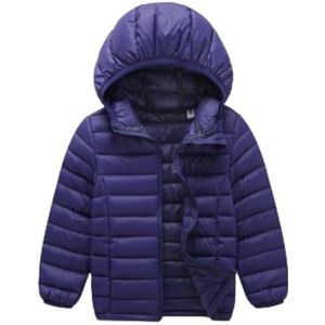 Kinderdonsjack Ultrazachte geïsoleerde jassen Kinderen Warme winterkleding Jongens Meisjes Lichtgewicht gewatteerde bovenkleding Winddichte capuchon Winterjassen Jas for jongens en meisjes(Dark blue,S