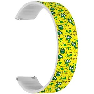 RYANUKA Solo Loop band compatibel met Ticwatch Pro 3 Ultra GPS/Pro 3 GPS/Pro 4G LTE / E2 / S2 (Frog On Green) Quick-Release 22 mm rekbare siliconen band accessoire, Siliconen, Geen edelsteen