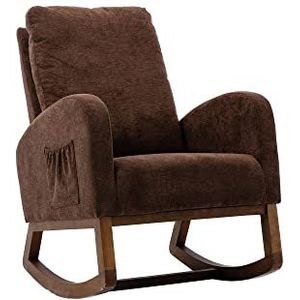 Auroglint Casual fauteuil, comfortabele schommelstoel voor woonkamer, balkon, slaapkamer en vele andere scènes (donkergrijs)