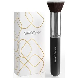 Flat Top Kabuki Foundation Brush van SRODHA Beauty | 3-delige kit | Make-upborstel voor vloeibare foundation crème en poeder voor het gezicht | Perfect voor het mengen van gezichtsborstel | Premium